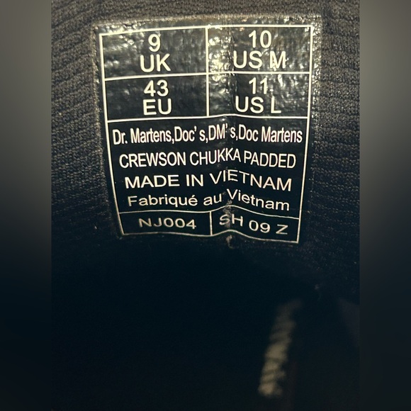 Dr. Marten Crewson Chukka Black Boots Men’s 10 Padded Leather - Picture 7 of 7